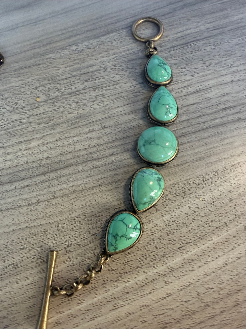 Lucky Brand Turquoise Teardrop & Round Stone Bracelet